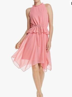 Sam Edelman Pink Asymmetrical Halter Cocktail Dress